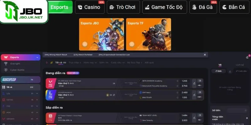 Esports JBO đặc biệt của thương hiệu