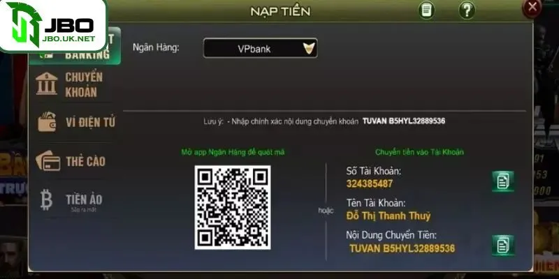 Hướng dẫn nạp và rút tiền tại JBO nhanh chóng, an toàn 